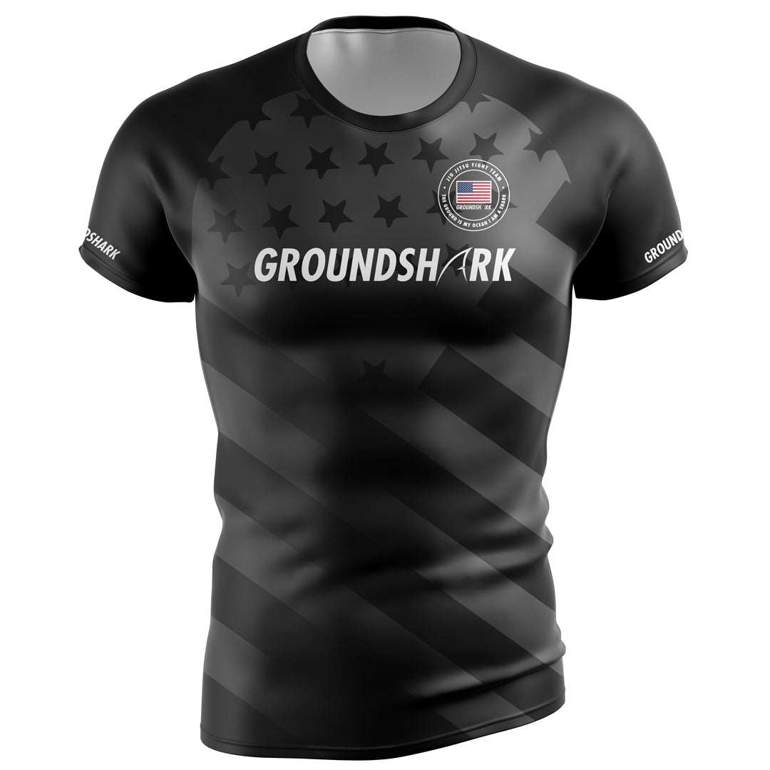 GROUNDSHARK USA Shark - Jiu Jitsu Short Sleeve BJJ Rashguard