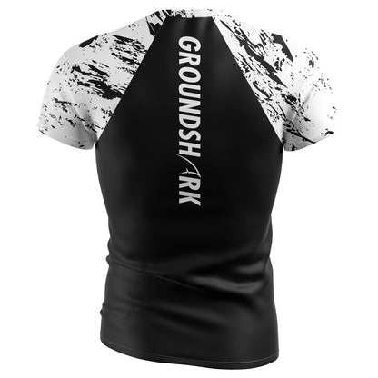 GROUNDSHARK Blood in The Water - Black - Jiu Jitsu Short Sleeve BJJ Rashguard Back