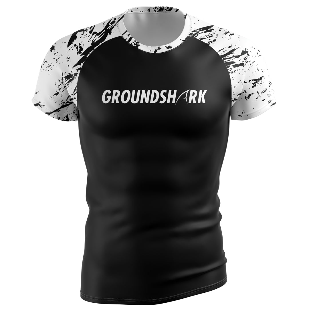 GROUNDSHARK Blood in The Water - Black - Jiu Jitsu Short Sleeve BJJ Rashguard