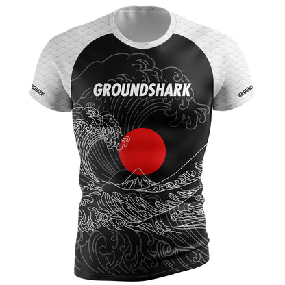 GROUNDSHARK Great Wave - Jiu Jitsu Short Sleeve BJJ Rashguard