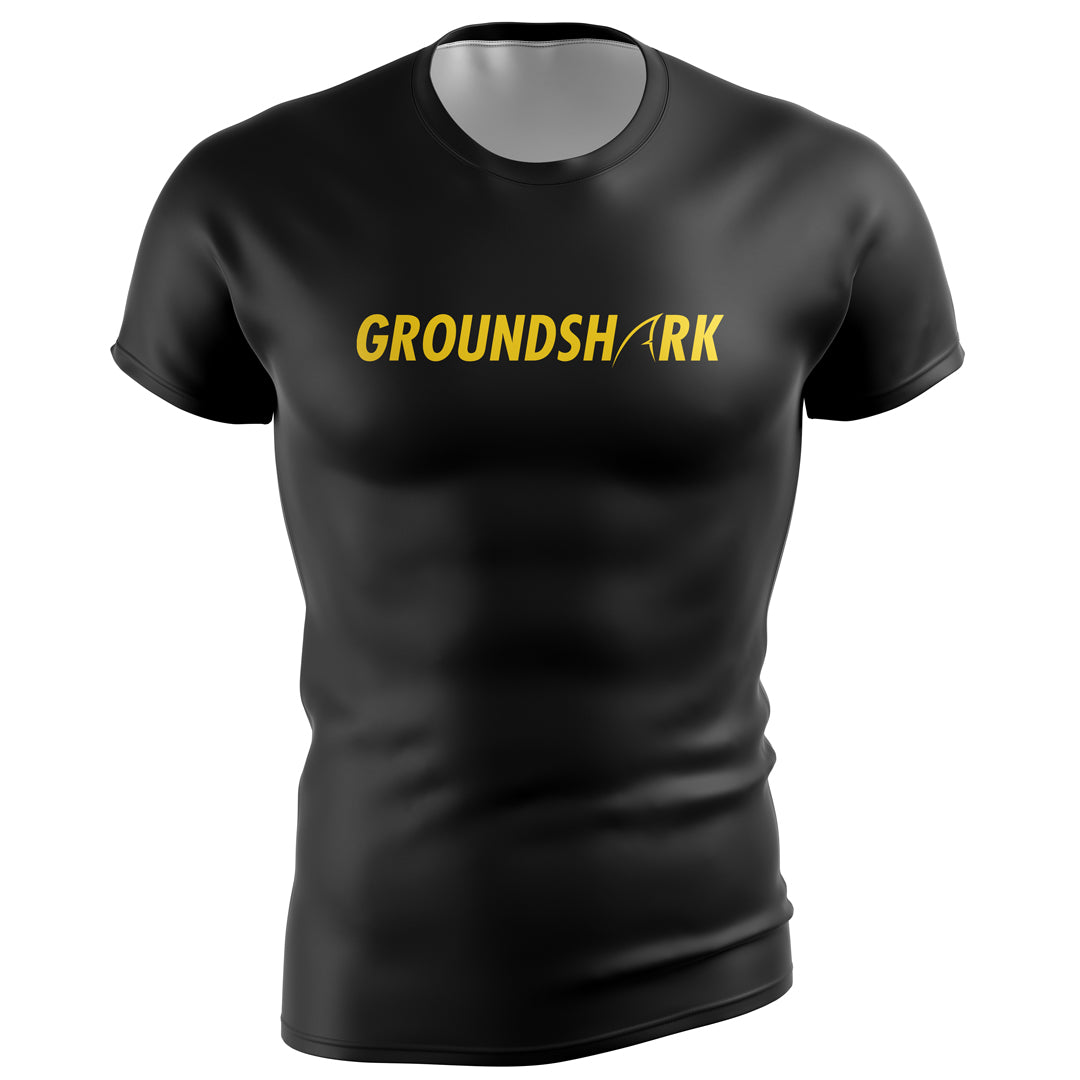 GROUNDSHARK Gold - Jiu Jitsu Short Sleeve BJJ Rashguard