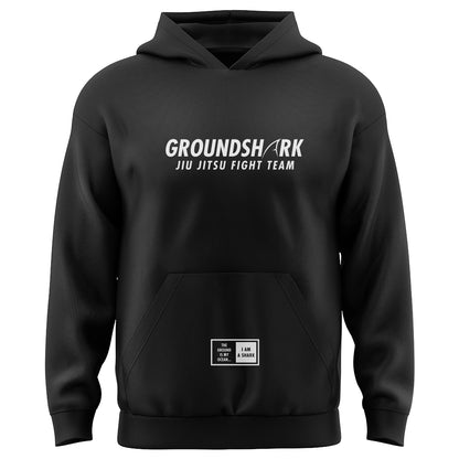 GROUNDSHARK Fight Team Pro Black - Jiu Jitsu BJJ Hoodie (Fully Embroidered)