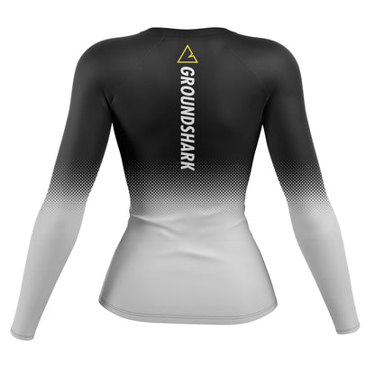 GROUNDSHARK Gray / Black - Jiu Jitsu Long Sleeve Women's BJJ Rashguard Back