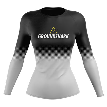 GROUNDSHARK Gray / Black - Jiu Jitsu Long Sleeve Women's BJJ Rashguard