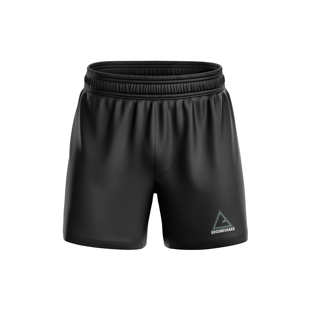 GROUNDSHARK Black (Elastic) Jiu Jitsu BJJ Nogi Shorts