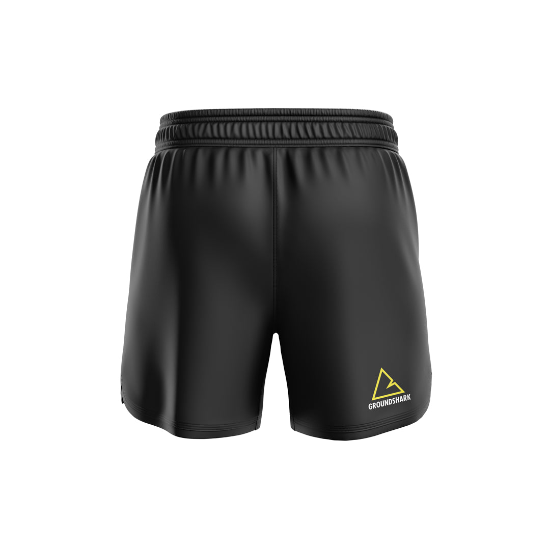 GROUNDSHARK Black / Yellow (Elastic) Jiu Jitsu BJJ Nogi Shorts Back