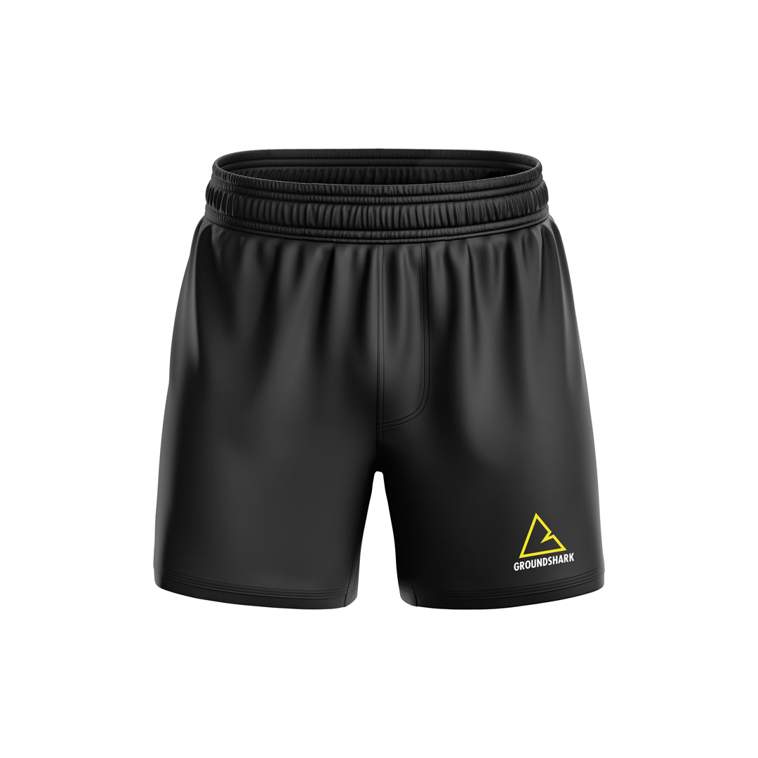 GROUNDSHARK Black / Yellow (Elastic) Jiu Jitsu BJJ Nogi Shorts