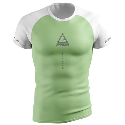 GROUNDSHARK Green Shark - Jiu Jitsu Short Sleeve BJJ Rashguard