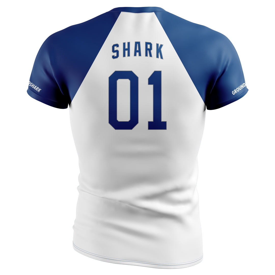 GROUNDSHARK Jersey Blue - Jiu Jitsu Short Sleeve BJJ Rashguard Back