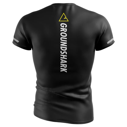 GROUNDSHARK Ranked Black - Jiu Jitsu Short Sleeve BJJ Rashguard Back