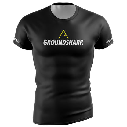 GROUNDSHARK Ranked Black - Jiu Jitsu Short Sleeve BJJ Rashguard