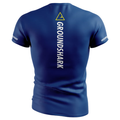 GROUNDSHARK Ranked Blue - Jiu Jitsu Short Sleeve BJJ Rashguard Back