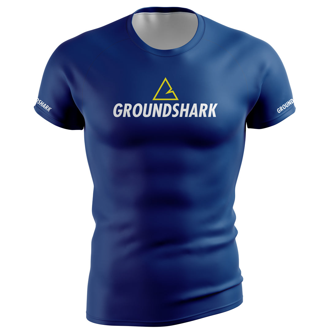 GROUNDSHARK Ranked Blue - Jiu Jitsu Short Sleeve BJJ Rashguard