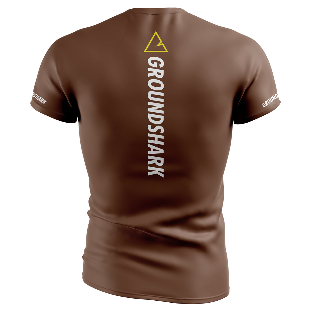 GROUNDSHARK Ranked Brown - Jiu Jitsu Short Sleeve BJJ Rashguard Back