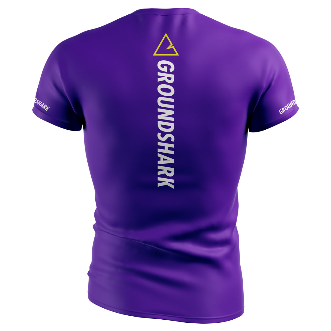 GROUNDSHARK Ranked Purple - Jiu Jitsu Short Sleeve BJJ Rashguard Back