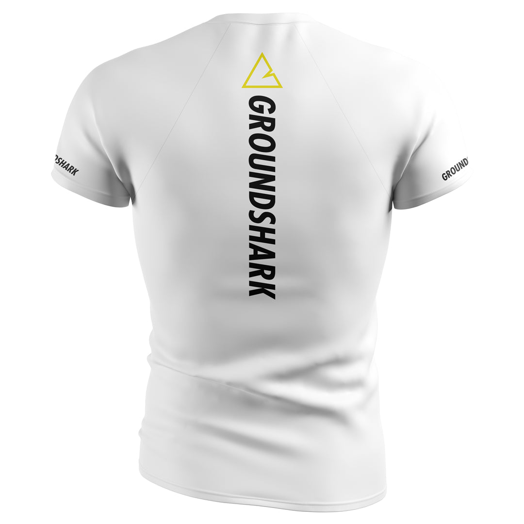 GROUNDSHARK Ranked White - Jiu Jitsu Short Sleeve BJJ Rashguard Back