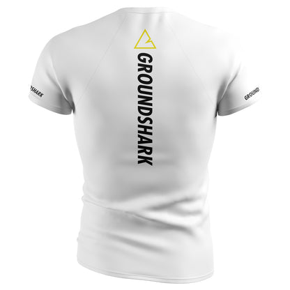 GROUNDSHARK Ranked White - Jiu Jitsu Short Sleeve BJJ Rashguard Back