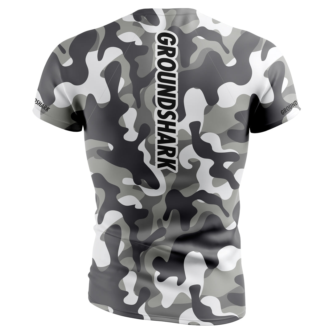 GROUNDSHARK Light Camo - Men's Jiu Jitsu Short Sleeve BJJ Rashguard Back