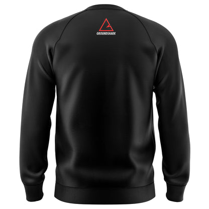 GROUNDSHARK Minimalistic Black - Jiu Jitsu BJJ Sweatshirt (Fully Embroidered) Back