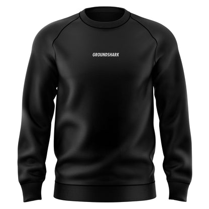 GROUNDSHARK Minimalistic Black - Jiu Jitsu BJJ Sweatshirt (Fully Embroidered)