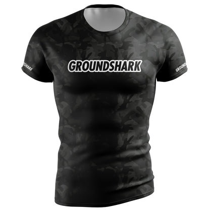 GROUNDSHARK Dark Camo - Men's Jiu Jitsu Short Sleeve BJJ Rashguard