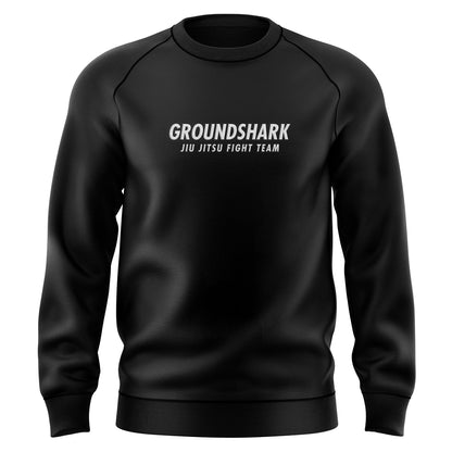 GROUNDSHARK Fight Team Pro Black - Jiu Jitsu BJJ Sweatshirt (Fully Embroidered)