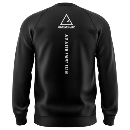 GROUNDSHARK Fight Team Pro Black - Jiu Jitsu BJJ Sweatshirt (Fully Embroidered) Back