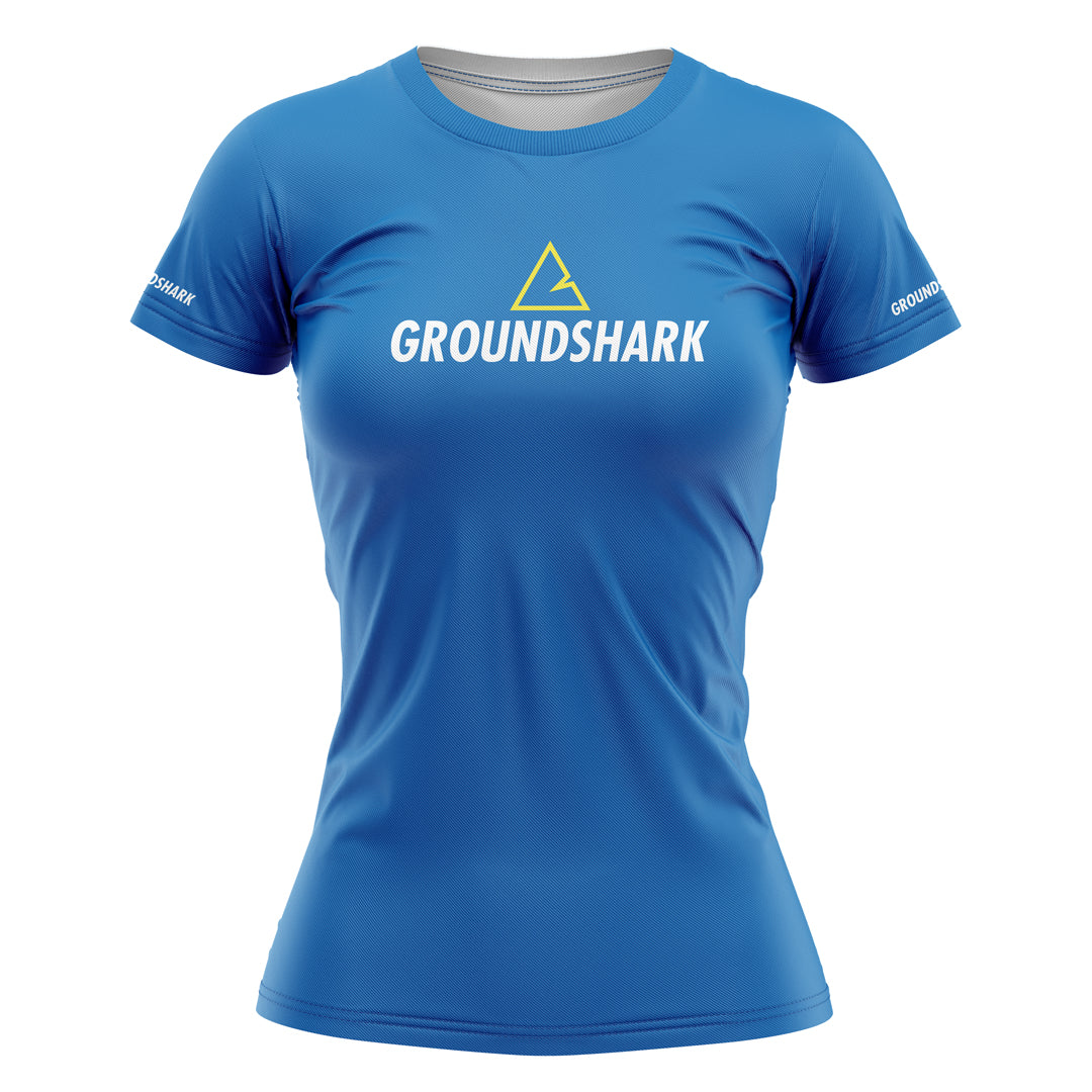 GROUNDSHARK Ranked Blue - Jiu Jitsu Short Sleeve Women's BJJ Rashguard