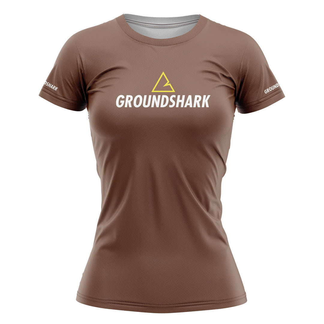 GROUNDSHARK Ranked Brown - Jiu Jitsu Short Sleeve Women's BJJ Rashguard