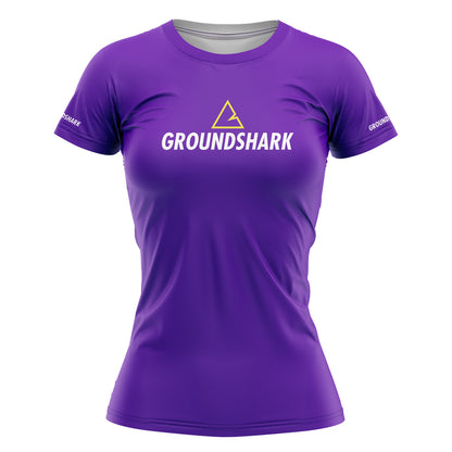 GROUNDSHARK Ranked Purple - Jiu Jitsu Short Sleeve Women's BJJ Rashguard