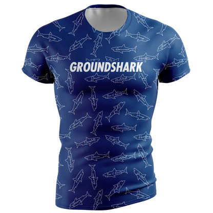 GROUNDSHARK Shiver Blue - Jiu Jitsu Short Sleeve BJJ Rashguard