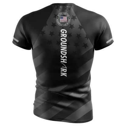 GROUNDSHARK USA Shark - Jiu Jitsu Short Sleeve BJJ Rashguard Back