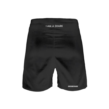 GROUNDSHARK Black (Velcro) - Jiu Jitsu BJJ Nogi Shorts Back