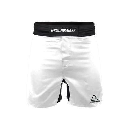 GROUNDSHARK White / Black (Velcro) - Jiu Jitsu BJJ Nogi Shorts